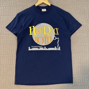 Vintage Hard Rock Hotel T Shirt Men‎ Medium Blue Folsom Prison Single Stitch 90s